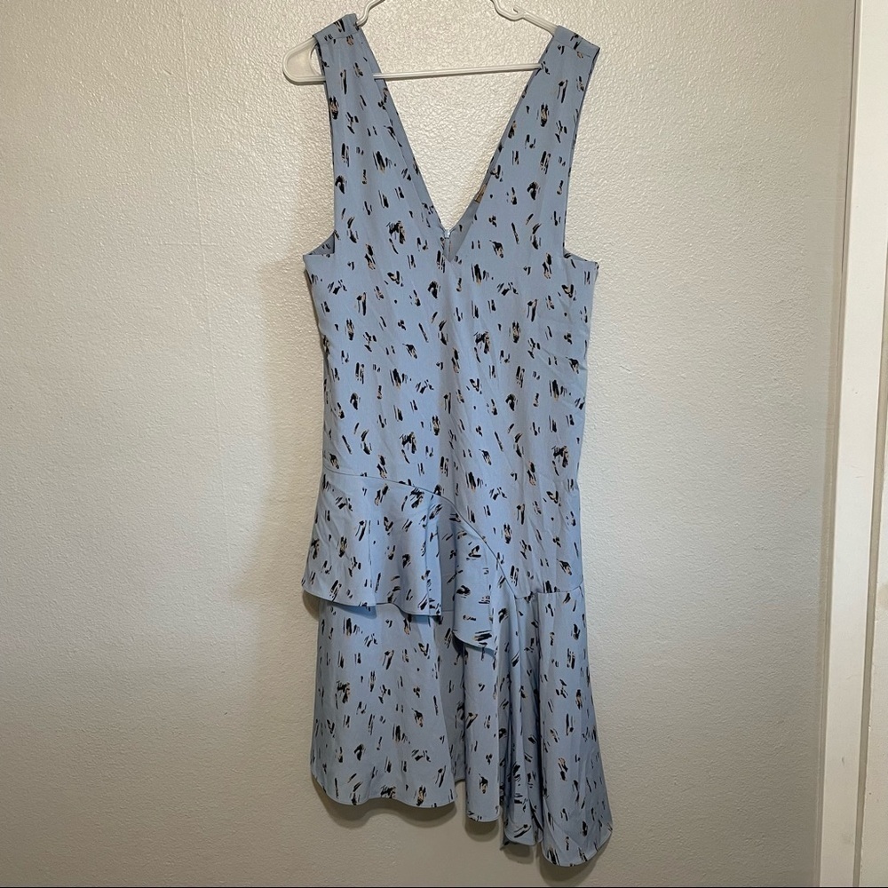 Magaschoni Linen Asymmetrical Ruffle Dress NWT